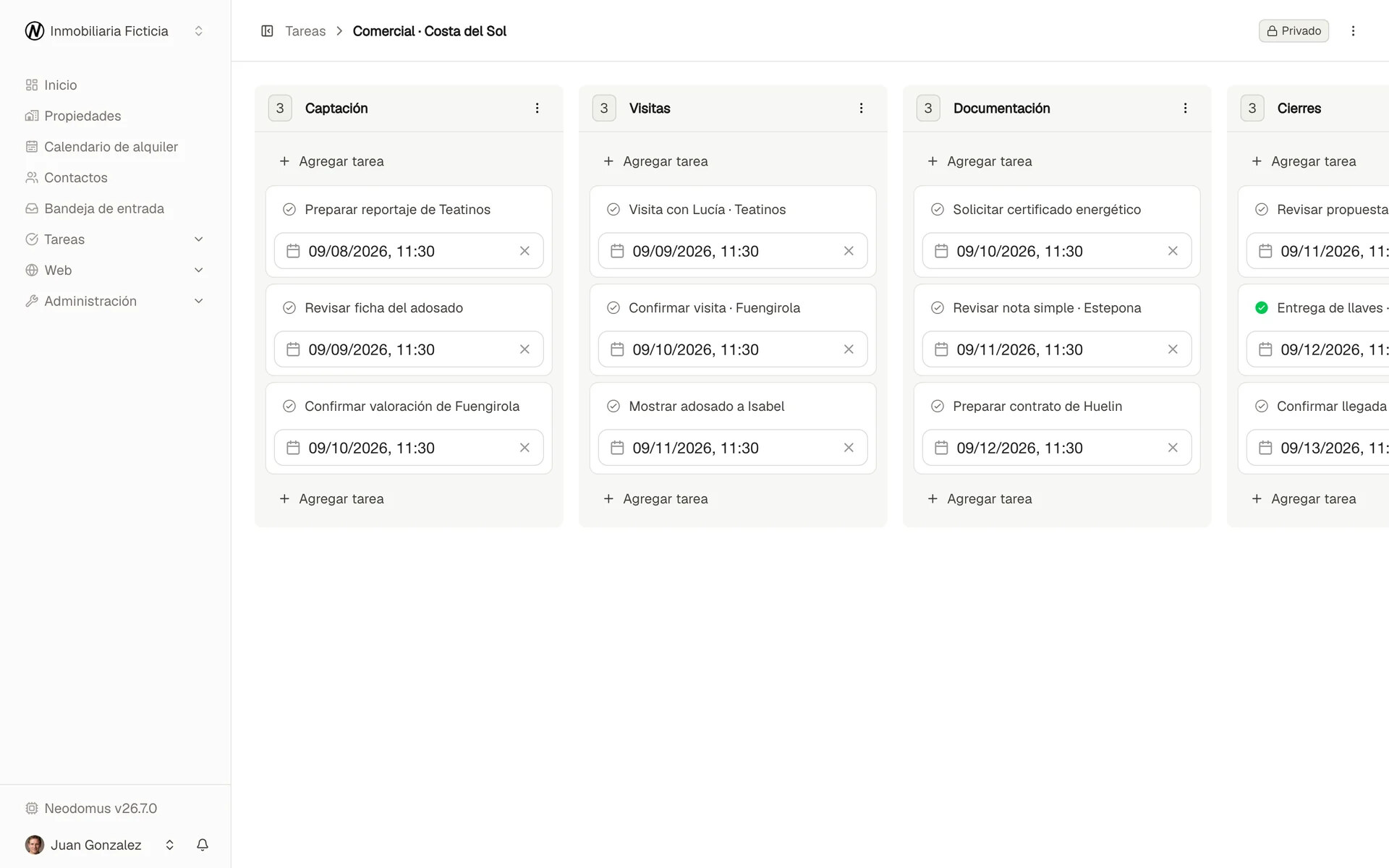 Organiza captaciones, visitas y documentación