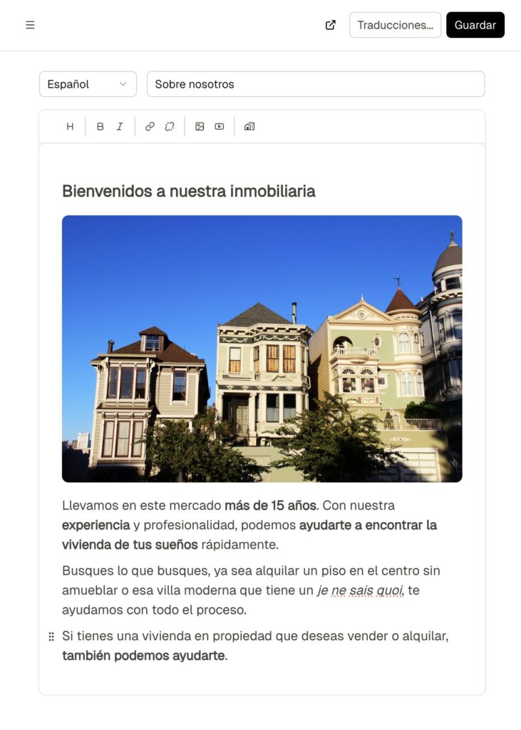 Páginas personalizadas para contar más que propiedades