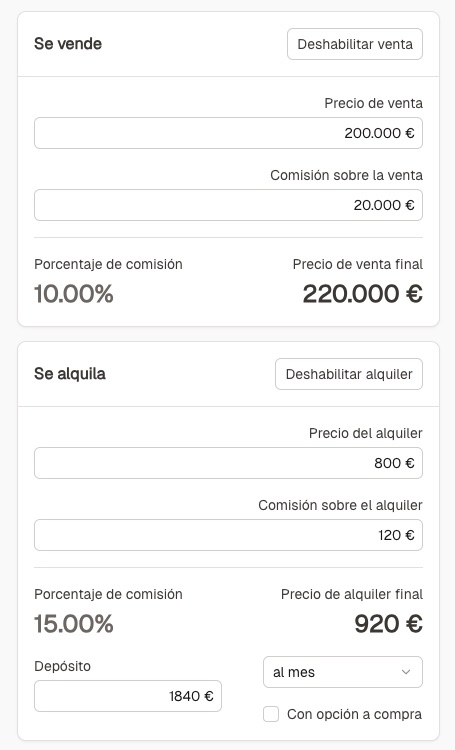 Precios y comisiones transparentes