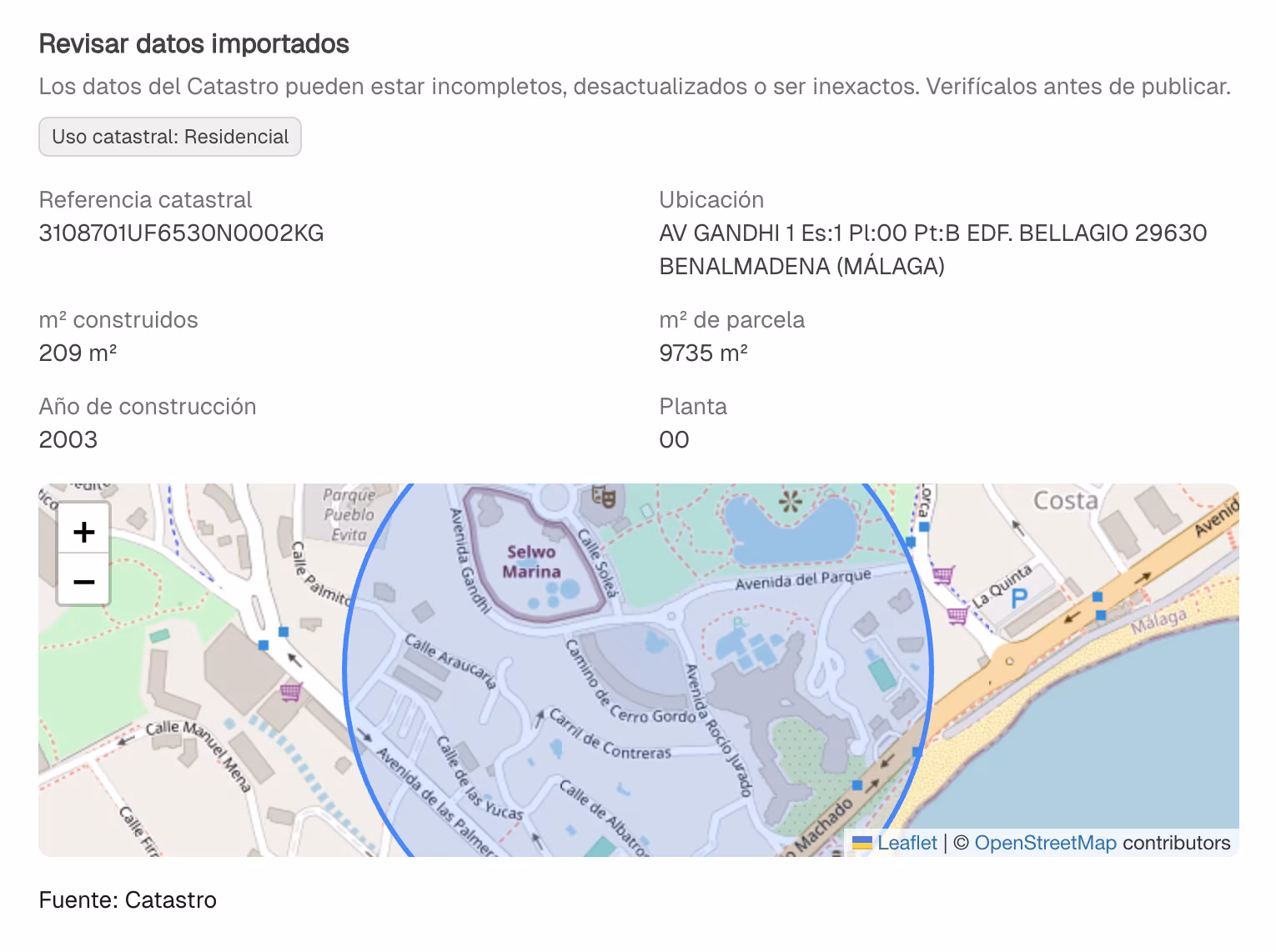 Crea propiedades más rápido desde el Catastro
